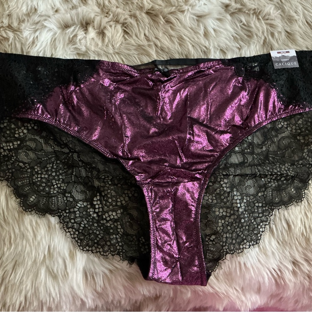 Cacique Women's Purple and Black Lace Panties